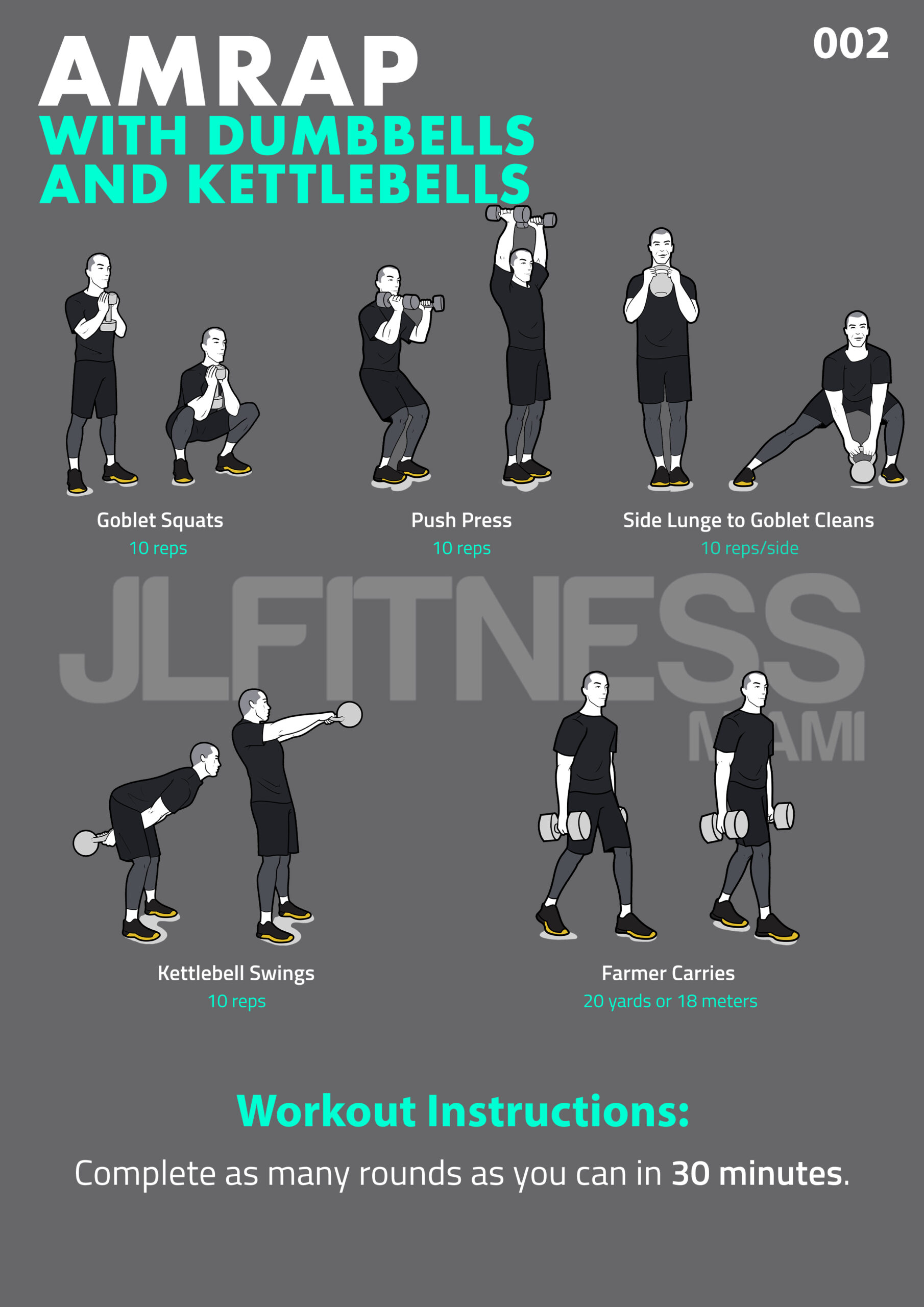 AMRAP with dumbbells and kettlebells